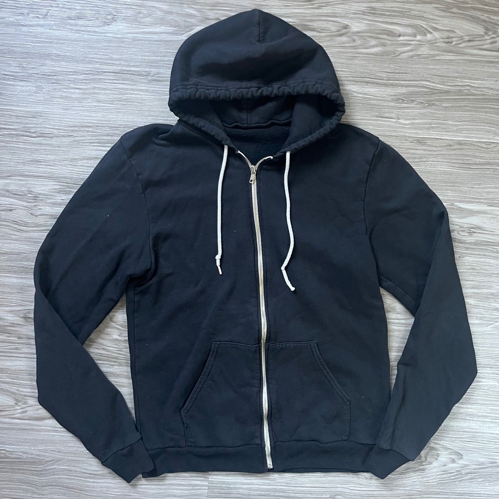 American Apparel Mens Flex Fleece Zip Up Hoodie Black F497 Size L Made in USA